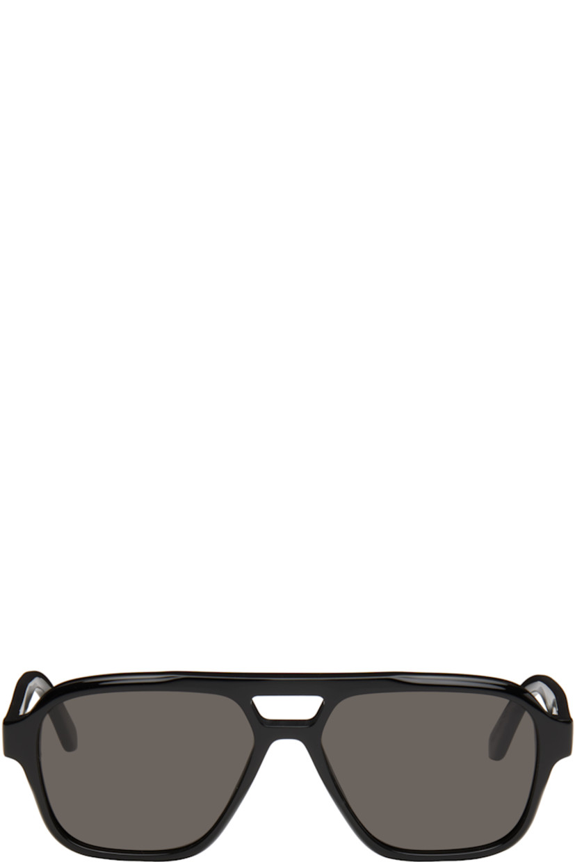 Handcrafted aviator-style acetate-frame sunglasses in black.

· Black lenses
· 100% UVA/UVB protection, Category 3
· Double bridge
· Integrated nose pads
· Inset logo hardware at temples
· Includes pouch
· Size: 56.15 145

Supplier color: Black