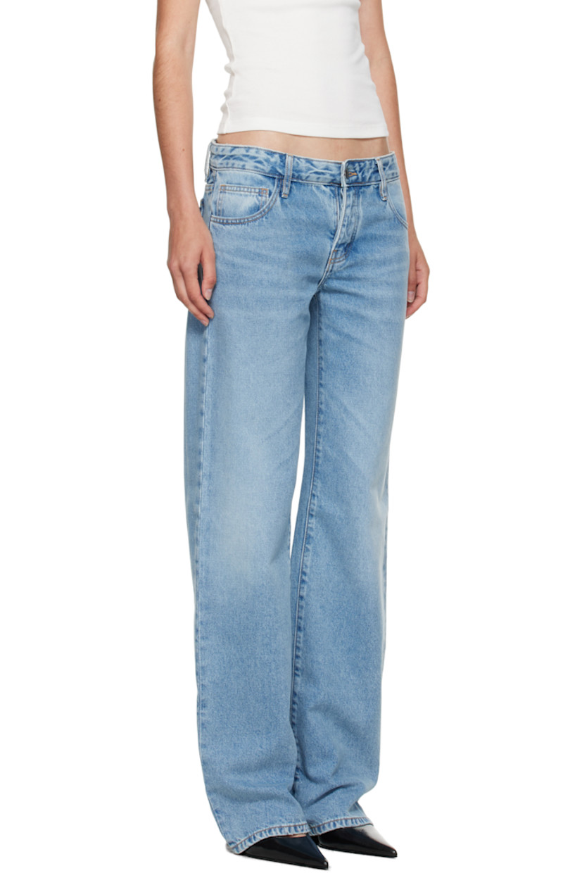 Non-stretch regenerative cotton denim jeans. 

· ROC- and B Corp-certified 
· Fading, whiskering, and subtle-distressing throughout
· Straight-leg and loose-fit 
· Low-rise 
· Belt loops
· Five-pocket styling
· Concealed button-fly
· Leather logo patch at back waistband
· Logo-engraved silver-tone hardware
· Contrast stitching in tan 

Part of the St. Agni x Outland Denim collaboration.

Supplier color: 90s blue