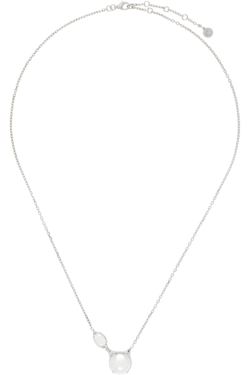 Cable chain necklace in sterling silver.

· Prong-set cubic zirconia stones at graphic pendant
· Logo disc at adjustable lobster-clasp fastening
· L21.5"

Supplier color: Rhodium vermeil