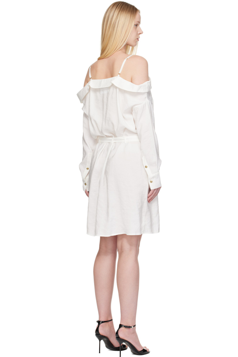 Modal-blend jersey minidress.

· Off-the-shoulder construction
· Adjustable spaghetti straps
· Logo hardware at strap
· Button closure
· Detachable belt at waist
· Belt loops at back
· Barrel cuffs
· Gold-tone hardware

Supplier color: White
