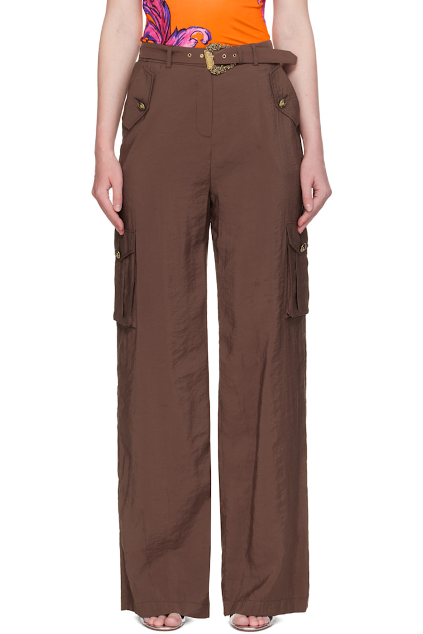 Plain-woven modal-blend cargo pants.

· Straight-leg
· Belt loops and detachable pin-buckle belt at waistband
· Four-pocket styling
· Zip fly
· Cargo pocket at outseams
· Logo-engraved antiqued gold-tone hardware

Supplier color: Cocoa