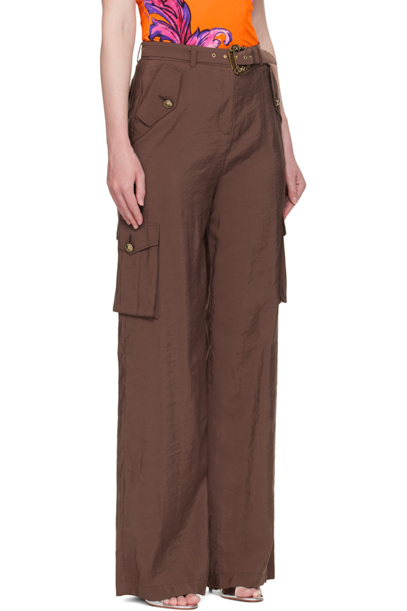 Plain-woven modal-blend cargo pants.

· Straight-leg
· Belt loops and detachable pin-buckle belt at waistband
· Four-pocket styling
· Zip fly
· Cargo pocket at outseams
· Logo-engraved antiqued gold-tone hardware

Supplier color: Cocoa
