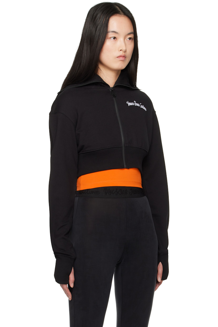 French terry hoodie. 

· Integrated stand collar at hood
· Zip closure
· Logo embroidered at chest
· Rib-knit cropped hem and cuffs
· Dropped shoulders

Supplier color: Black/Print