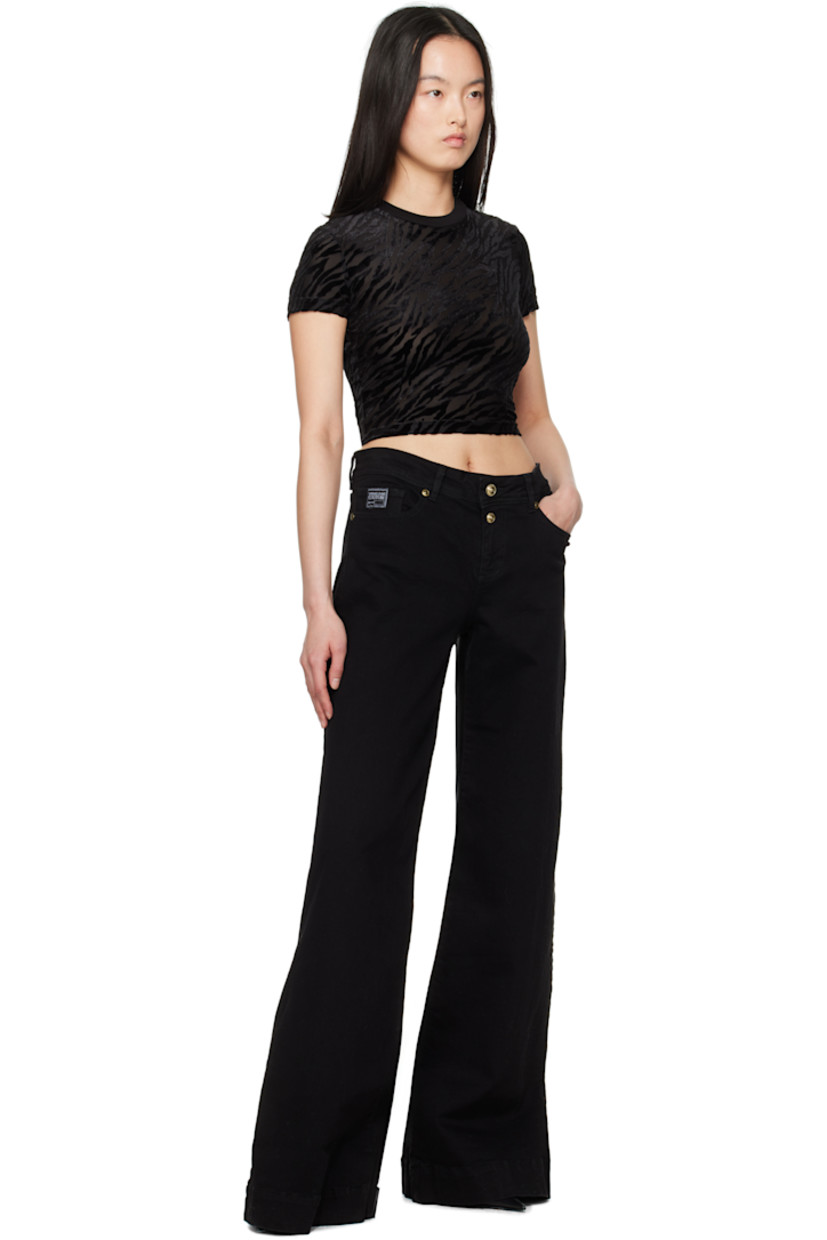 Stretch polyester-blend mesh T-shirt. Graphic pattern flocked throughout. 

· Rib-knit crewneck
· Cropped hem 
· Logo patch at back

Supplier color: Black/Print