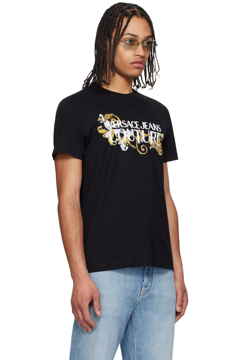 Cotton jersey T-shirt. 

· Rib-knit crewneck
· Logo graphic printed at front

Supplier color: Black/Gold