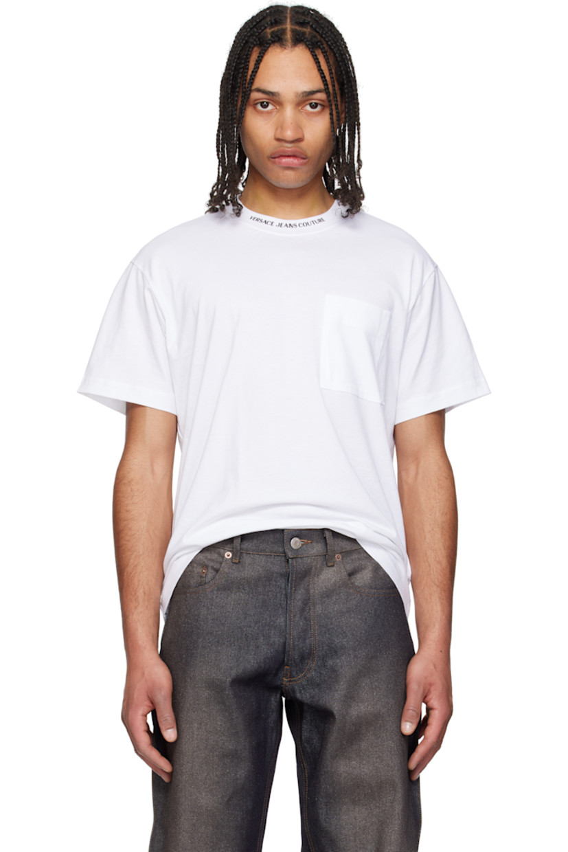 Cotton jersey T-shirt.

· Logo bonded at rib-knit crewneck
· Patch pocket at chest

Supplier color: White