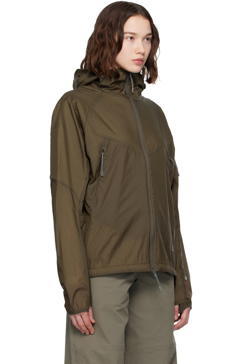 Insulated nylon ripstop jacket. 

· Lightweight 
· Water repellent and windproof
· Waffle-knit Polartec® Power Dry® lining at hood
· Stand collar
· Two-way zip closure
· Zip pockets
· Embroidered logo at front hem and cuff
· Elasticized hem and cuffs
· Bungee-style drawstring at hem
· Unlined raglan sleeves
· Waffle-knit Polartec® Power Dry® lining

Supplier color: Dark olive