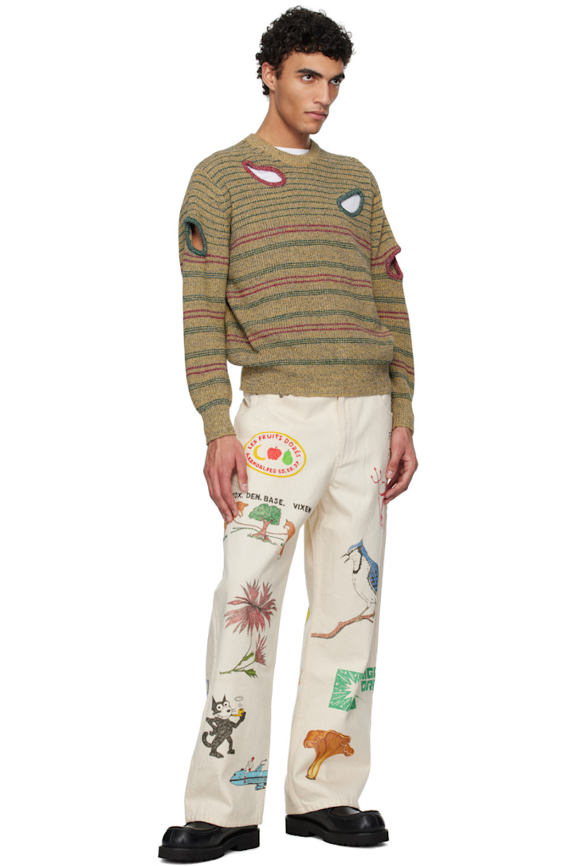 Straight-leg non-stretch 12 oz denim jeans. Hand-drawn graphics throughout.

· Belt loops
· Five-pocket styling
· Zip-fly
· Suede logo patch at back waistband

Available exclusively at SSENSE.

Supplier color: Cream