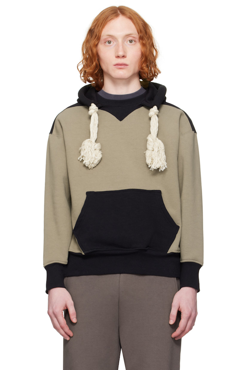 French terry hoodie.

· Paneled construction
· Knotted tassels at hood
· Kangaroo pocket
· Rib-knit hem and cuffs
· Dropped shoulders

Supplier color: Khaki