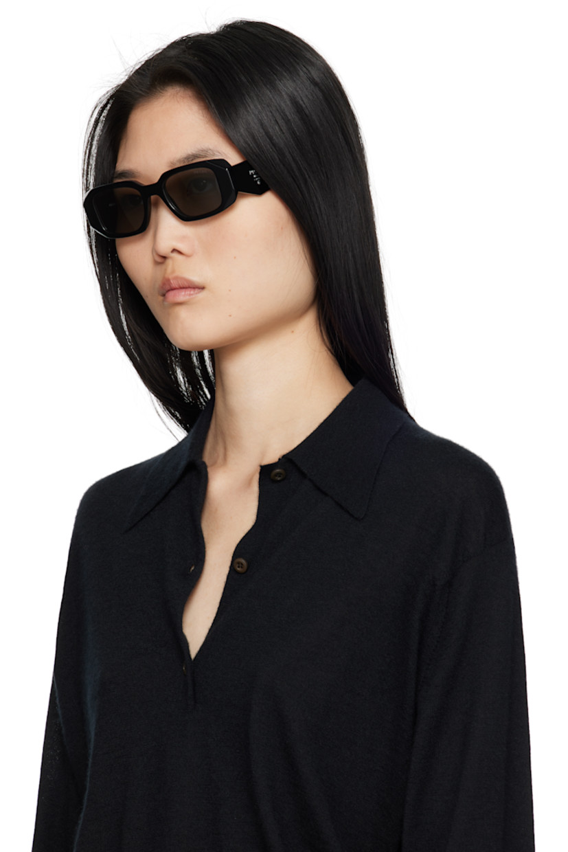 Rectangular acetate-frame sunglasses in black.

· Gray lenses
· 100% UVA/UVB protection
· Logo etched at lens
· Integrated nose pads
· Inset logo hardware at temples
· Includes case
· Size: 49.20 145

Supplier color: Black