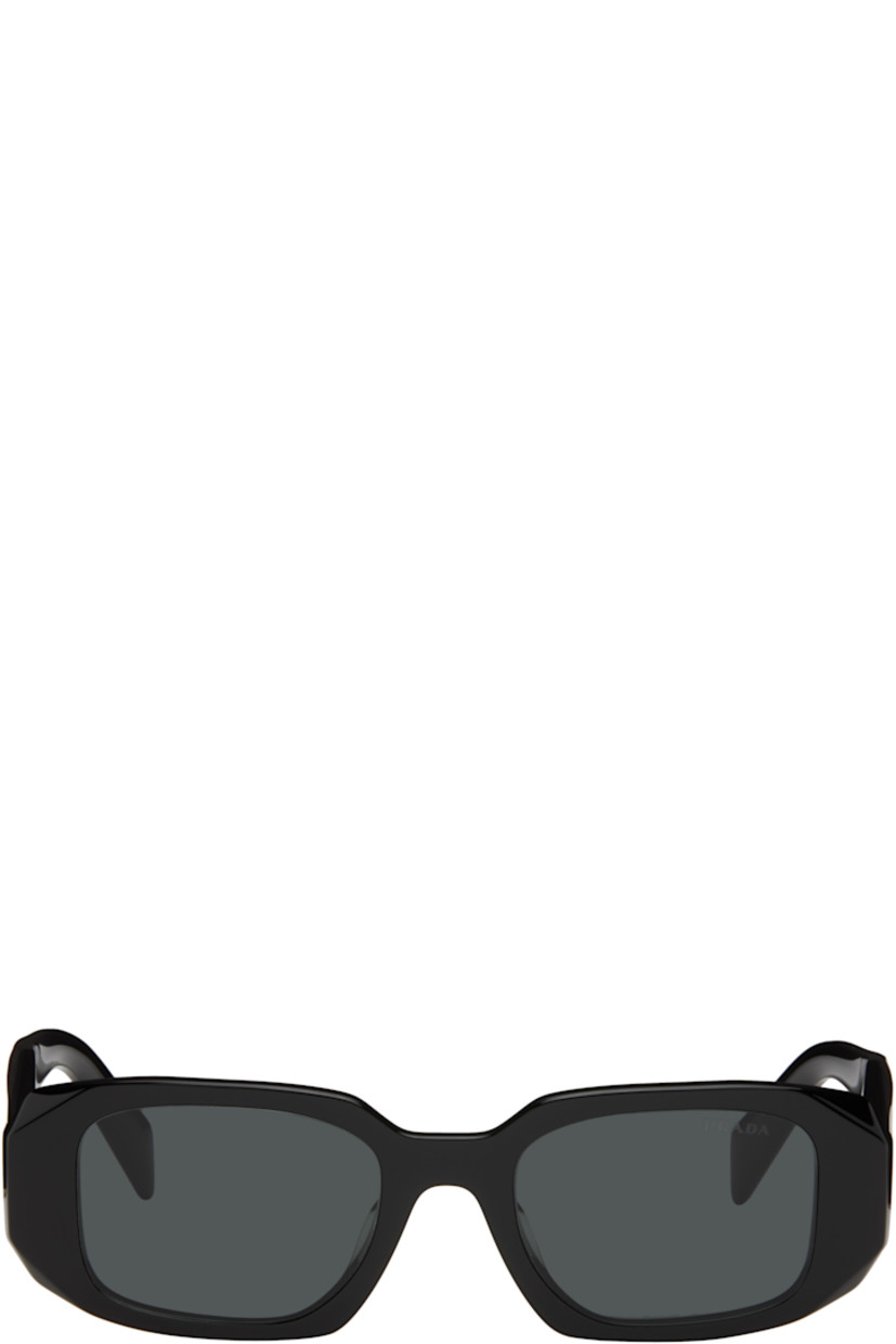 Rectangular acetate-frame sunglasses in black. 

· Gray lenses
· 100% UVA/UVB protection
· Logo etched at lens
· Integrated nose pads
· Logo at temples
· Includes case
· Silver-tone hardware
· Size: 51.20 145

Supplier color: Black
