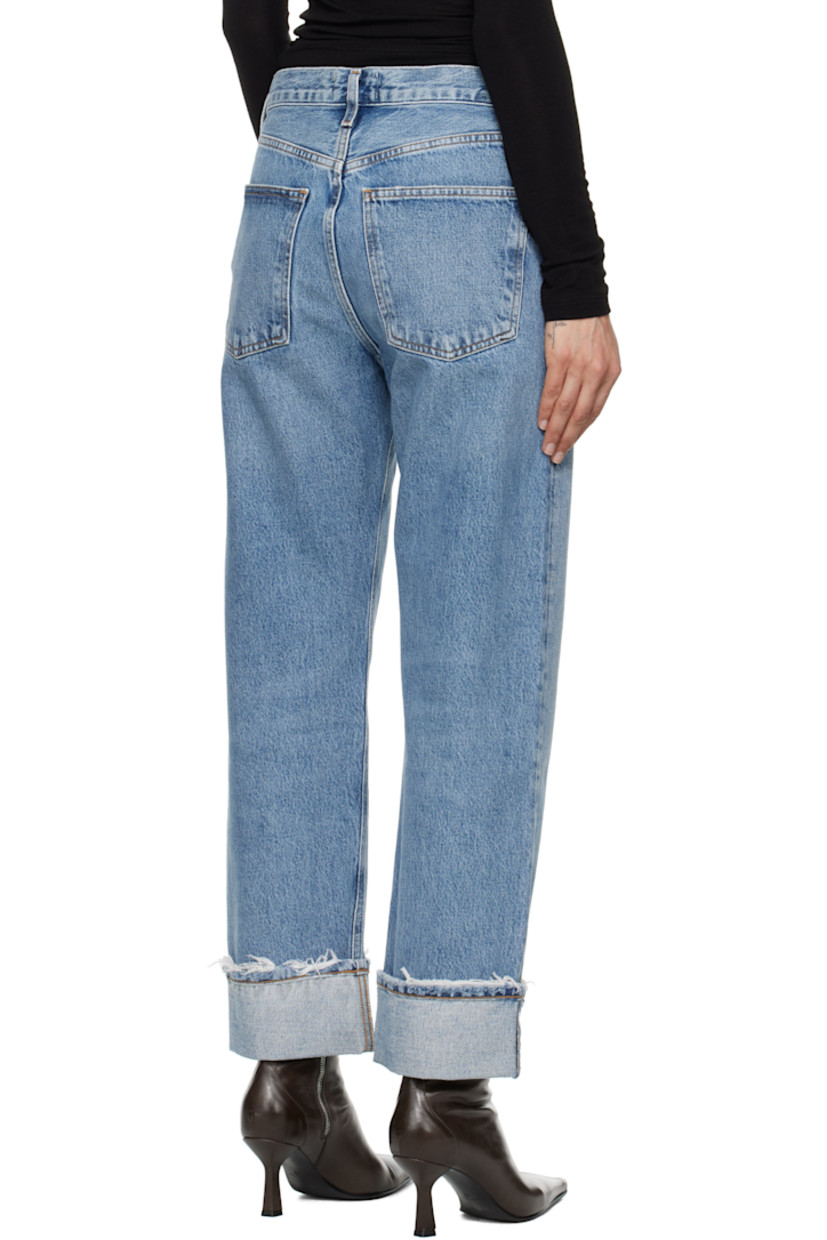Non-stretch regenerative cotton denim jeans. Subtle distressing, fading, and whiskering throughout.

· Straight-leg
· Low rise
· Belt loops
· Five-pocket styling
· Button-fly
· Rolled cuffs
· Logo-engraved silver- and copper-tone hardware
· Contrast stitching in tan

Supplier color: Reign