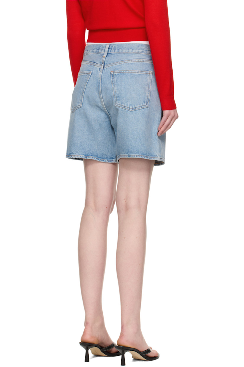 Non-stretch regenerative cotton denim shorts. Fading, whiskering, and subtle distressing throughout. 

· The Integrity Grown™-certified 
· Wide-leg 
· High-rise 
· Belt loops
· Five-pocket styling
· Button fly 
· Logo-engraved silver- and bronze-tone hardware
· Contrast stitching in tan 

Supplier color: Coax