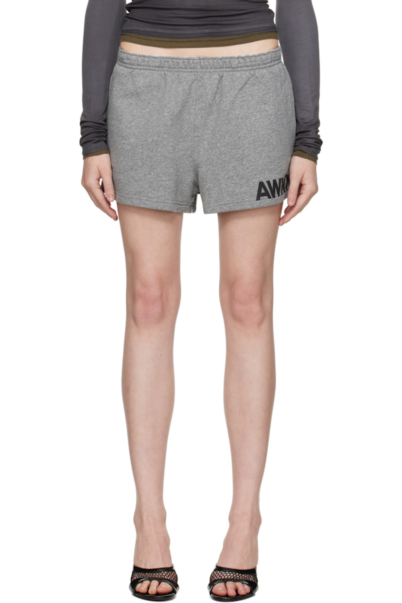 Cotton fleece shorts.

· Elasticized waistband
· Two-pocket styling
· Logo printed at leg

Supplier color: Dark heather grey
