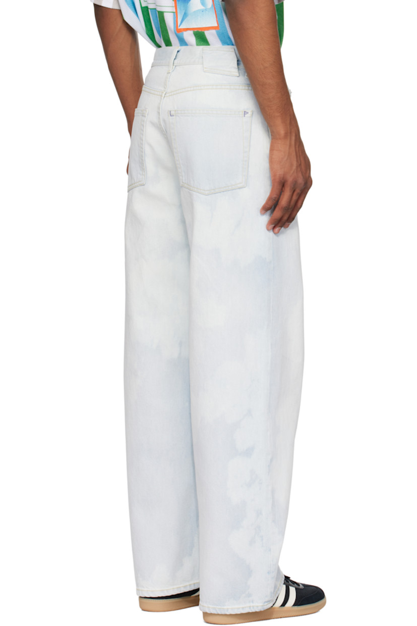 Wide-leg non-stretch denim jeans. Fading throughout.

· Belt loops
· Five-pocket styling
· Button fly
· Logo embroidered at back pocket
· Contrast stitching in yellow
· Logo-engraved silver-tone hardware

Supplier color: Faded blue