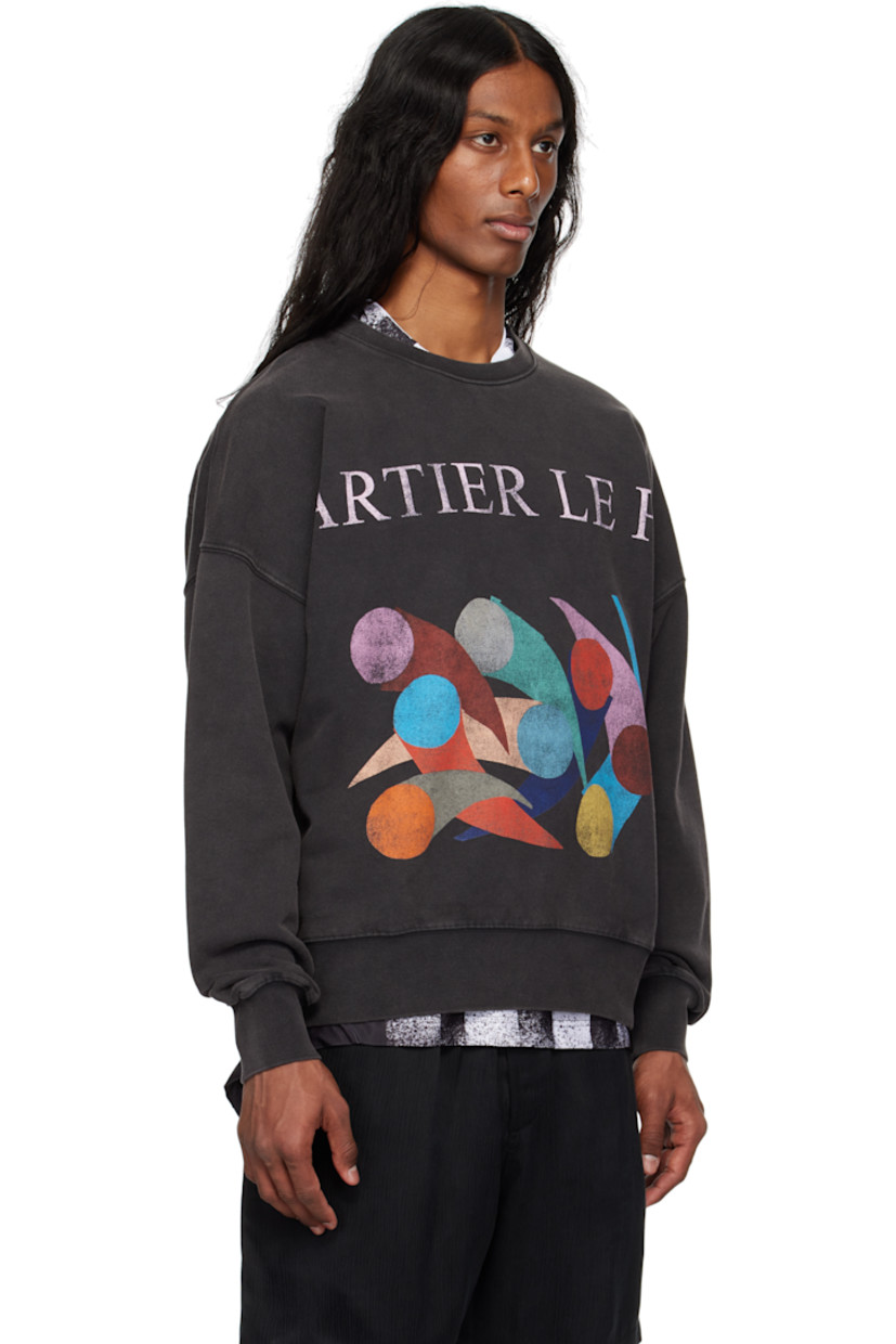 Heavyweight French terry sweatshirt. Fading throughout.

· Rib-knit crewneck, hem, and cuffs
· Text and graphic printed at front
· Dropped shoulders 

Part of the Le PÈRE x Antonio Carrau collaboration.

Supplier color: Black