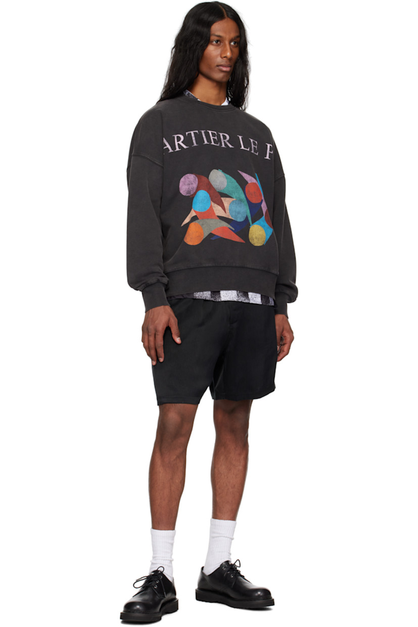 Heavyweight French terry sweatshirt. Fading throughout.

· Rib-knit crewneck, hem, and cuffs
· Text and graphic printed at front
· Dropped shoulders 

Part of the Le PÈRE x Antonio Carrau collaboration.

Supplier color: Black
