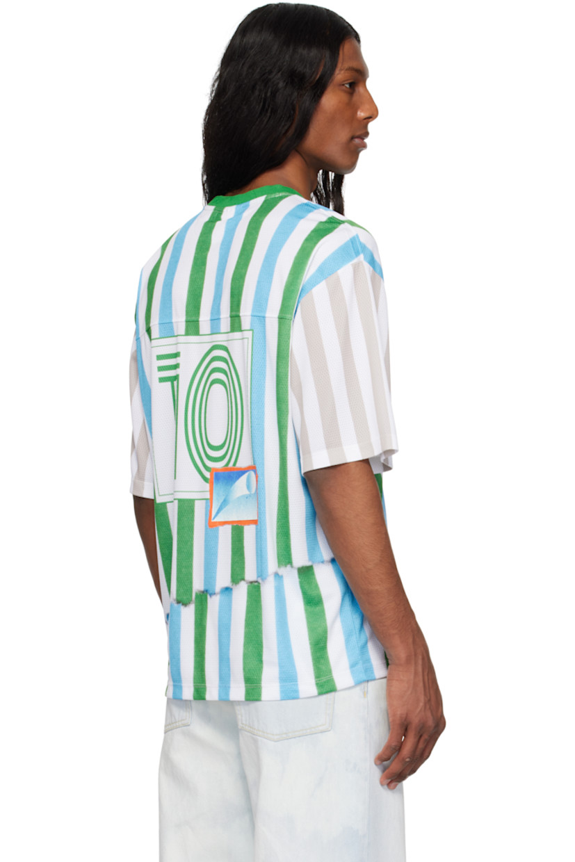 Polyester mesh top. Stripes throughout.

· Rib-knit crewneck
· Graphics and logo graphic printed at front
· Logo patch at front hem
· Dropped shoulders
· Text and graphic printed at back

Part of the Le PÈRE x Antonio Carrau collaboration.

Supplier color: Mint
