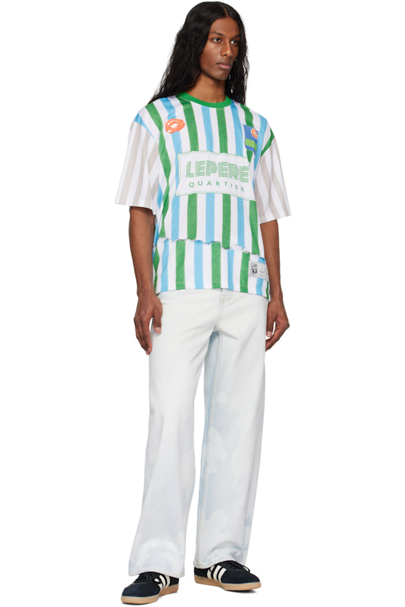 Polyester mesh top. Stripes throughout.

· Rib-knit crewneck
· Graphics and logo graphic printed at front
· Logo patch at front hem
· Dropped shoulders
· Text and graphic printed at back

Part of the Le PÈRE x Antonio Carrau collaboration.

Supplier color: Mint