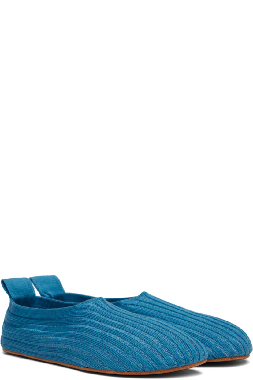 Rib-knit silk flats.

· Pull-loop at heel collar
· Leather insole
· Unlined
· Buffed leather sole

Supplier color: Meta blue