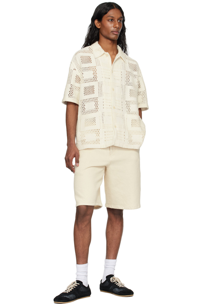 Cotton twill shorts.

· Belt loops
· Five-pocket styling
· Zip fly
· Leather logo patch at back waistband
· Patch pocket at back leg
· Loops at back leg
· Logo-engraved silver-tone hardware

Supplier color: Off-white