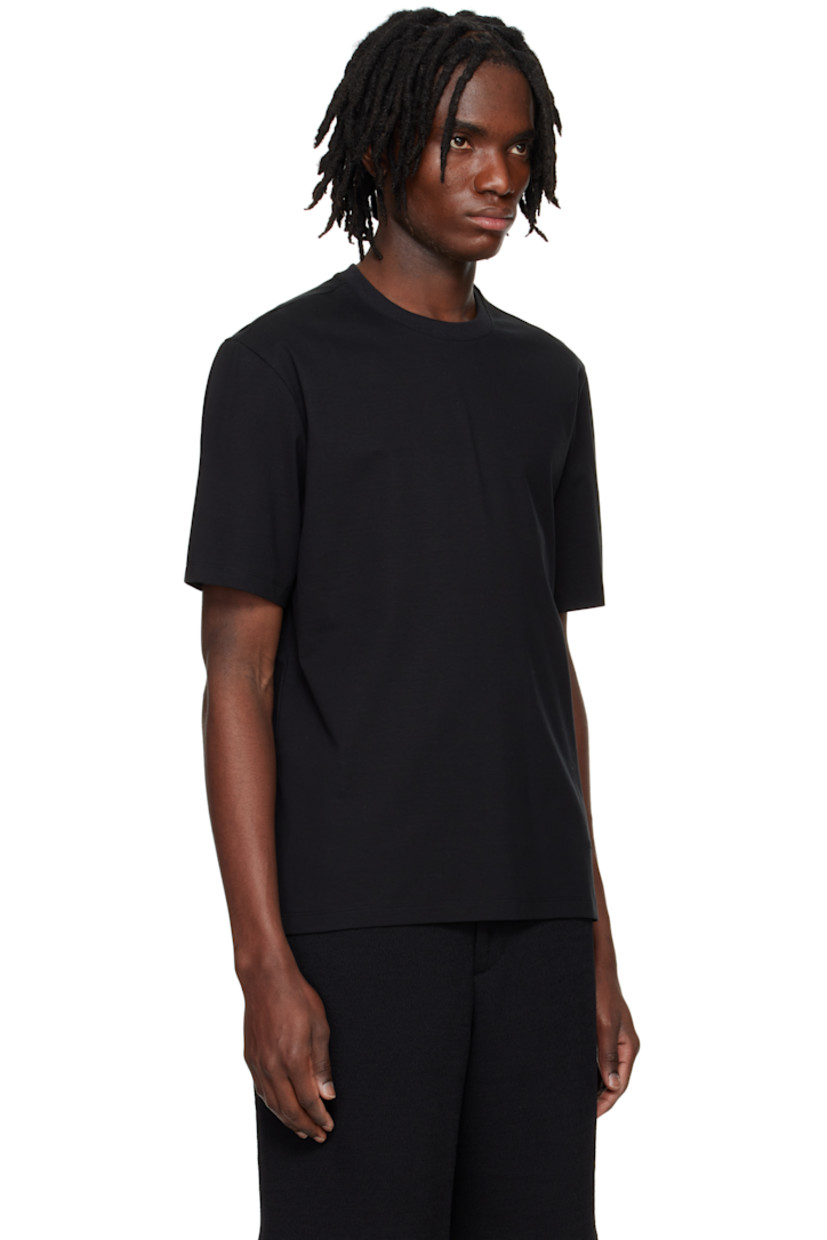 Stretch cotton-blend jersey T-shirt. 

· Rib-knit crewneck 
· Logo embroidered at front hem 
· Vented side seams 

Supplier color: Black