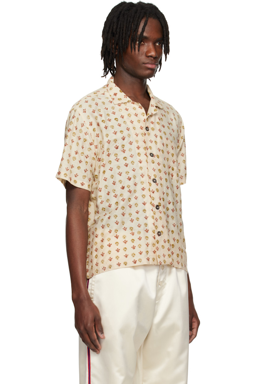 Plain-woven silk shirt. Hand block-printed floral pattern throughout. 

· Hand-loomed
· Open spread collar
· Button closure
· Patch pocket

Supplier color: Peach/Rust/Olive