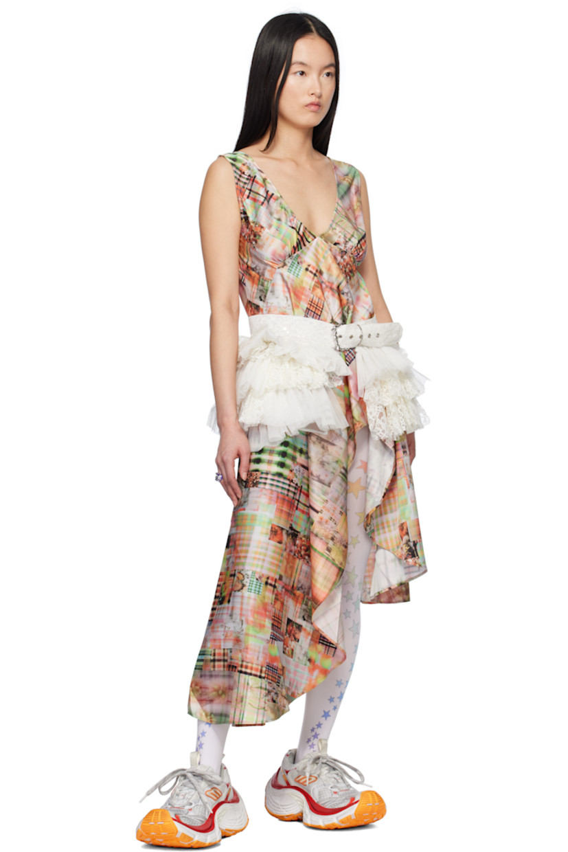 Acetate-blend satin midi dress. Check pattern printed throughout.

· Plunging V-neck
· Gathering at chest
· Asymmetric hem
· Low back

Supplier color: Multi plaid