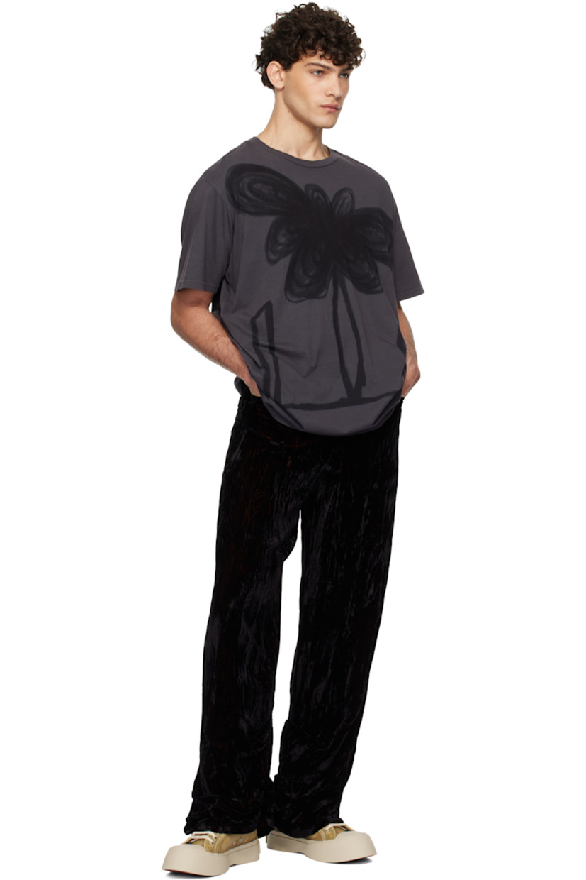 Relaxed-fit acetate- and cupro-blend crushed velvet trousers.

· Mid-rise
· Belt loops
· Five-pocket styling
· Zip-fly
· Tucks at inseams

Supplier color: Black