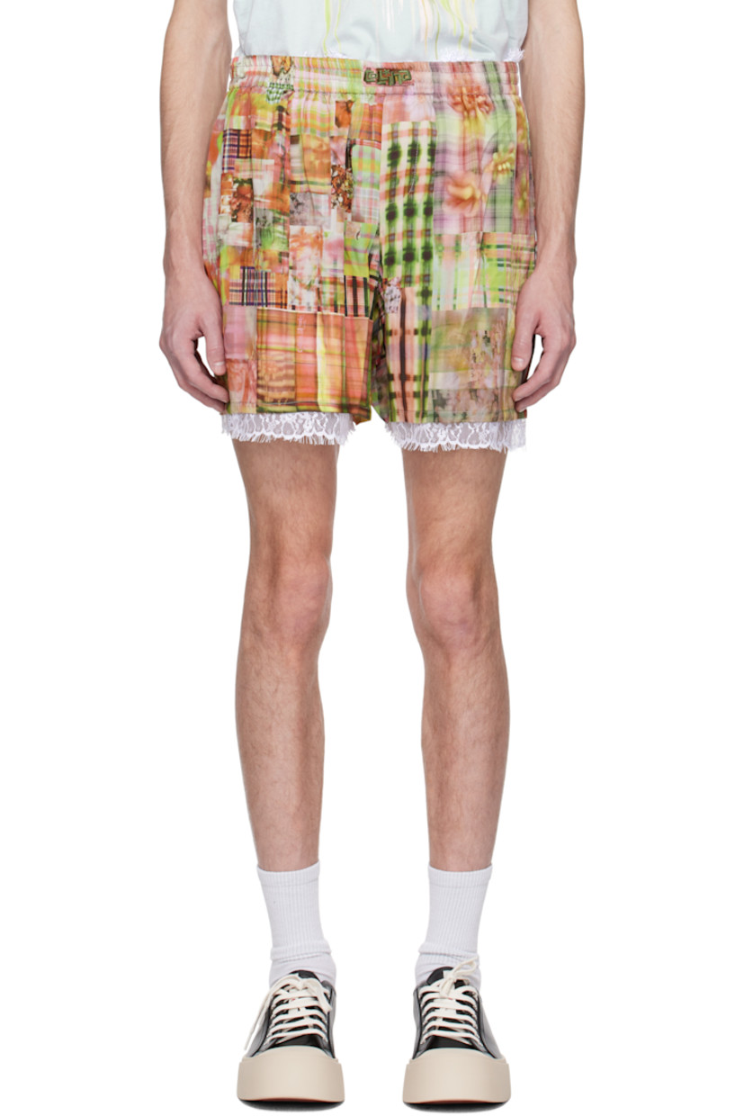 Organic rose sylk twill boxers. Check pattern and floral graphics printed throughout.

· Logo embroidered at elasticized waistband
· Exposed lining at waistband and cuffs
· Mock fly
· Full nylon lace lining

Supplier color: Multi plaid