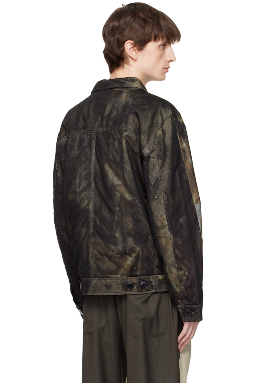 Cotton twill jacket. Graphic pattern printed throughout.

· Sheer mesh overlay
· Open spread collar
· Button closure
· Welt pockets
· Buttoned barrel cuffs
· Adjustable button tabs at back hem
· Welt pockets at interior
· Full viscose satin lining

Supplier color: Print