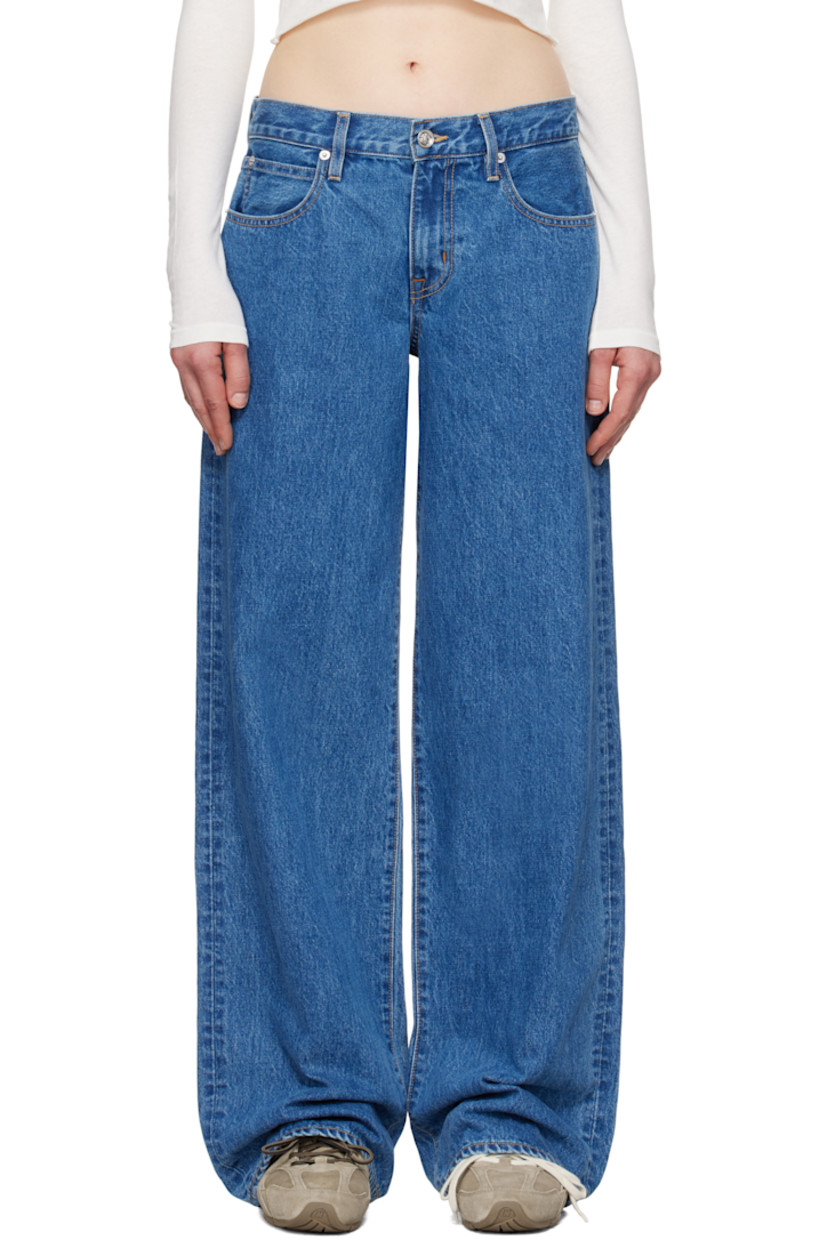 Wide-leg non-stretch denim jeans. Fading throughout.

· Low-rise
· Belt loops
· Five-pocket styling
· Zip-fly
· Logo-engraved silver-tone hardware
· Contrast stitching in tan

Supplier color: Sweet memory