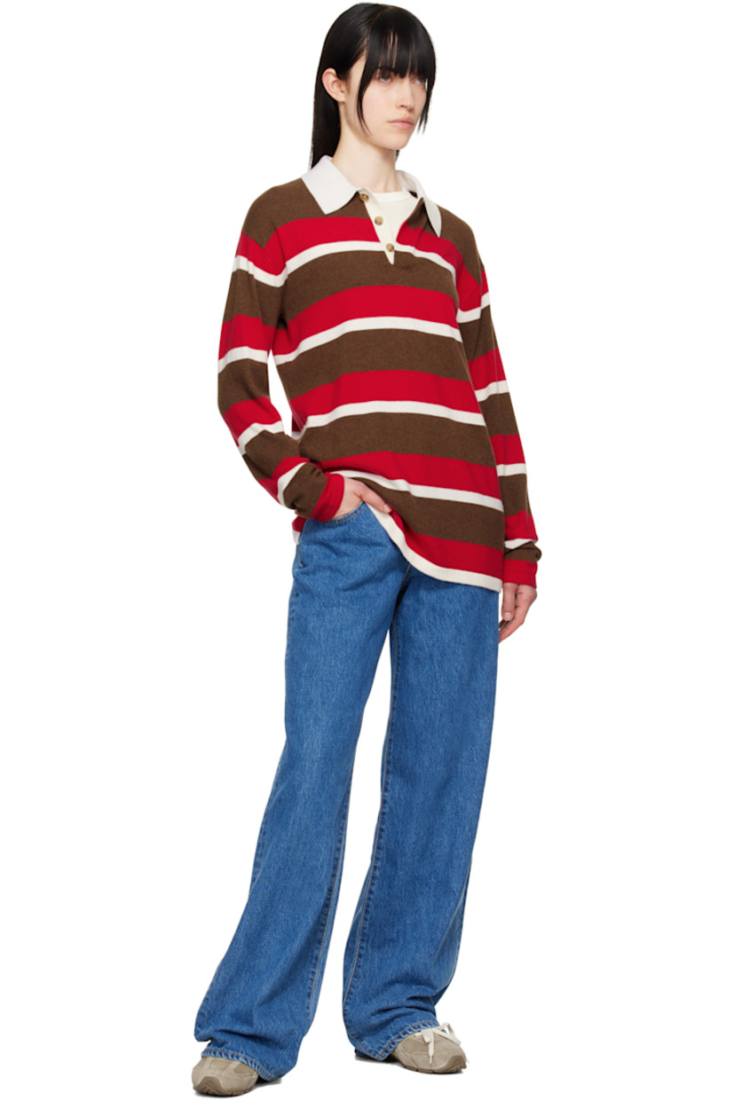 Wide-leg non-stretch denim jeans. Fading throughout.

· Low-rise
· Belt loops
· Five-pocket styling
· Zip-fly
· Logo-engraved silver-tone hardware
· Contrast stitching in tan

Supplier color: Sweet memory