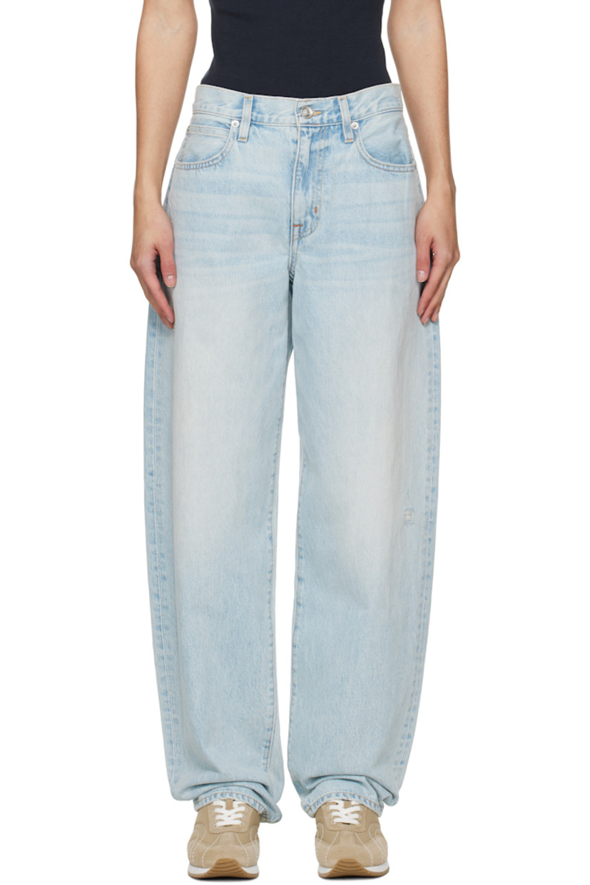 Loose-fit stonewashed non-stretch denim jeans. Fading, whiskering, and distressing throughout. 

· Mid-rise 
· Belt loops
· Five-pocket styling
· Zip fly 
· Contrast stitching in tan

Supplier color: Love song