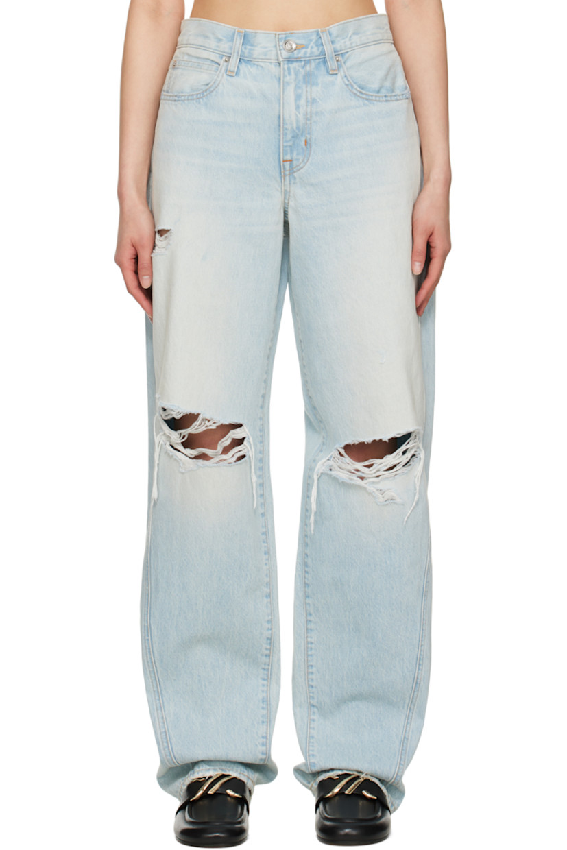 Loose-fit non-stretch denim jeans. Fading and whiskering throughout. 

· Low-rise
· Belt loops
· Five-pocket styling
· Zip fly
· Rip at knees
· Curved outseams
· Logo-engraved silver-tone hardware
· Contrast stitching in tan

Supplier color: Heartbreak hotel