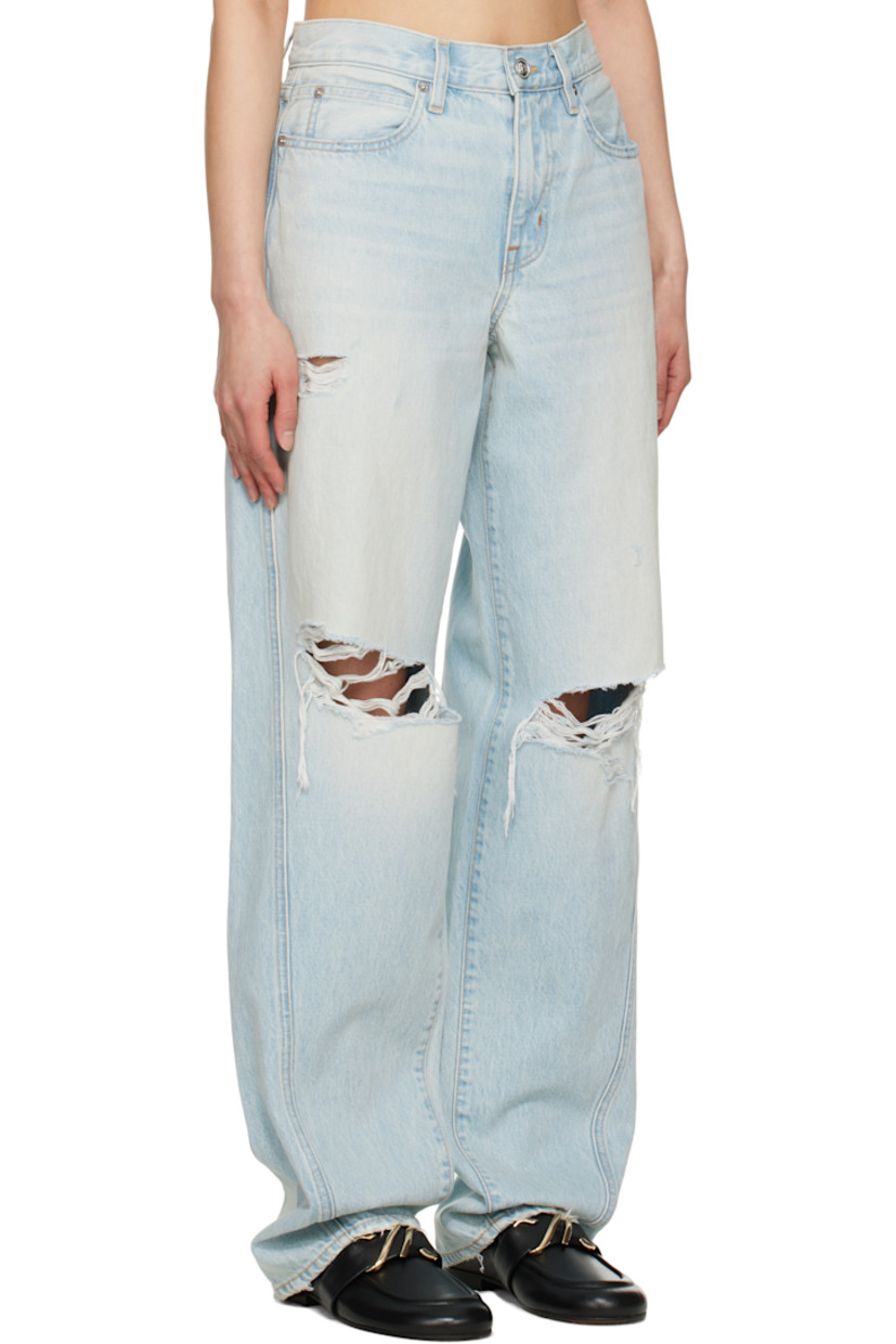 Loose-fit non-stretch denim jeans. Fading and whiskering throughout. 

· Low-rise
· Belt loops
· Five-pocket styling
· Zip fly
· Rip at knees
· Curved outseams
· Logo-engraved silver-tone hardware
· Contrast stitching in tan

Supplier color: Heartbreak hotel