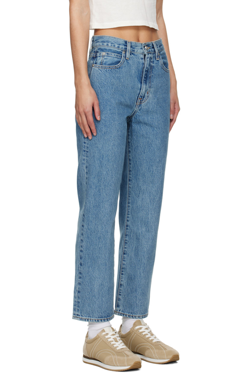 Straight-leg stonewashed non-stretch denim jeans. Fading throughout. 

· High-rise
· Belt loops
· Five-pocket styling
· Zip fly 
· Cropped leg
· Contrast stitching in tan

Supplier color: Satisfaction