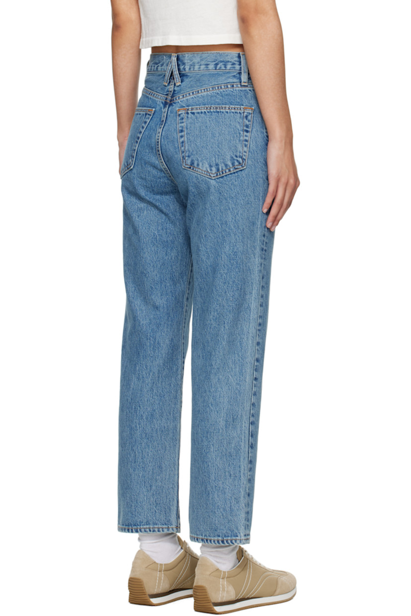 Straight-leg stonewashed non-stretch denim jeans. Fading throughout. 

· High-rise
· Belt loops
· Five-pocket styling
· Zip fly 
· Cropped leg
· Contrast stitching in tan

Supplier color: Satisfaction
