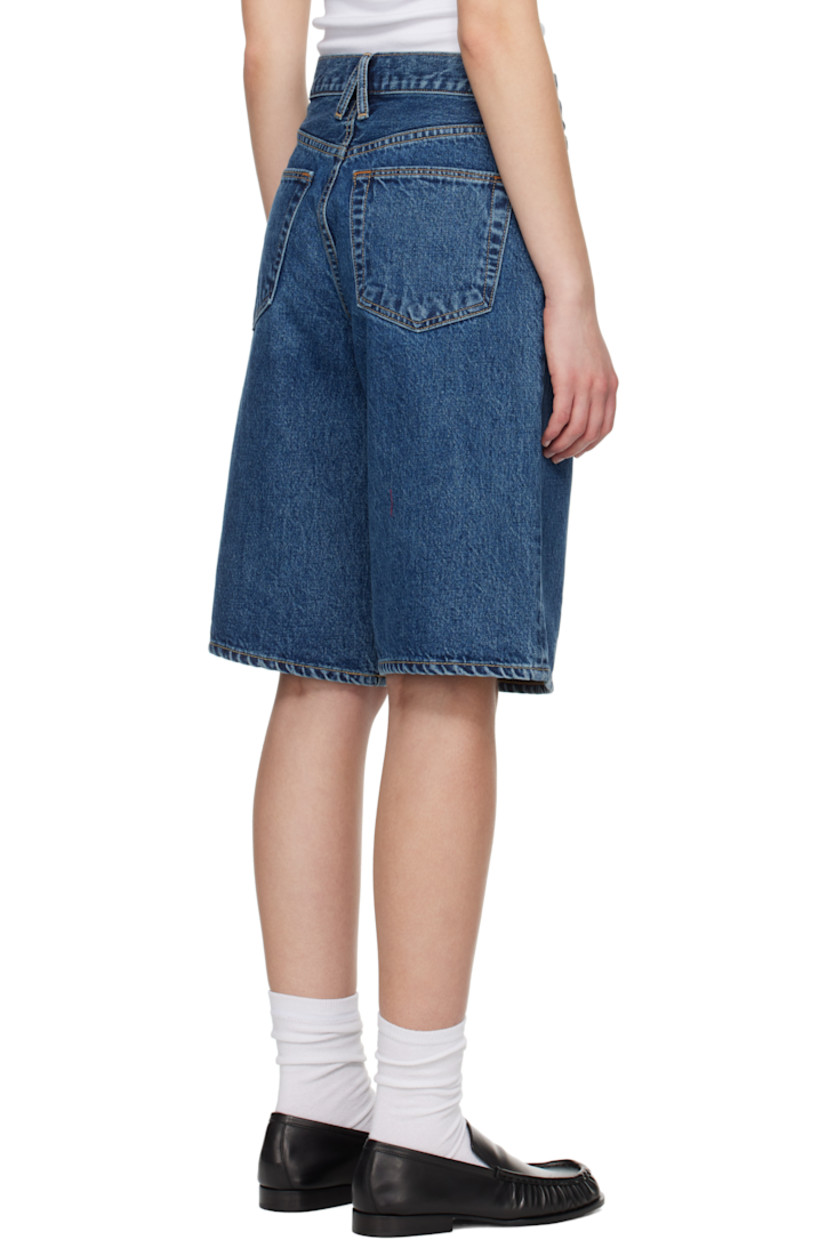 Loose-fit non-stretch denim shorts. Fading throughout. 

· Belt loops
· Five-pocket styling
· Zip fly
· Logo-engraved silver-tone hardware
· Contrast stitching in tan

Supplier color: Forbidden love blue