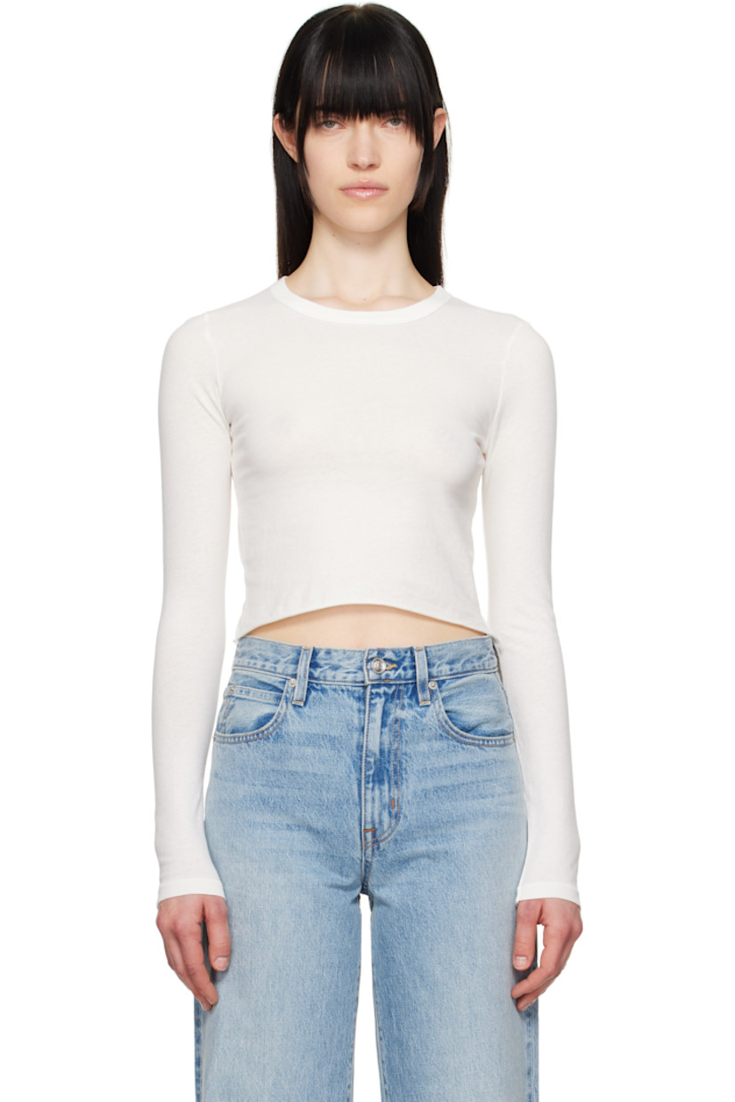Lightweight cotton jersey T-shirt. 

· Rib-knit crewneck
· Rolled edge at cropped hem

Part of the 'American Made' collection. 

Supplier color: Natural white