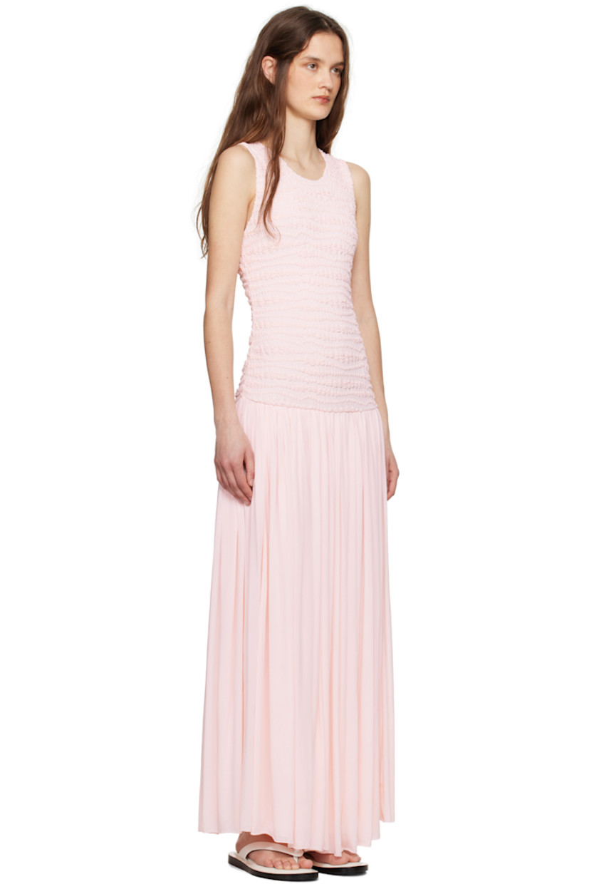 Viscose crêpe jersey maxi dress.

· Scoop neck
· Shirring at bodice
· Gathering at dropped waist
· Raw edge at hem
· Concealed zip closure at side seam
· Fully lined

Supplier color: Confetti