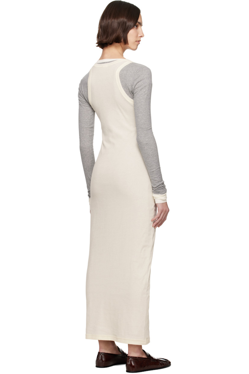 Cotton jersey maxi dress.

· Layered construction
· Rib-knit scoop neck
· Logo embroidered at front
· Detachable cotton jersey underlays

Supplier color: Granite