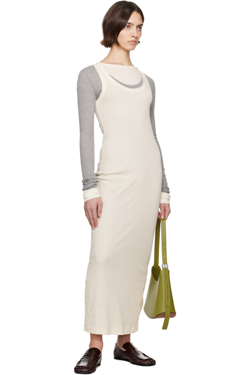 Cotton jersey maxi dress.

· Layered construction
· Rib-knit scoop neck
· Logo embroidered at front
· Detachable cotton jersey underlays

Supplier color: Granite