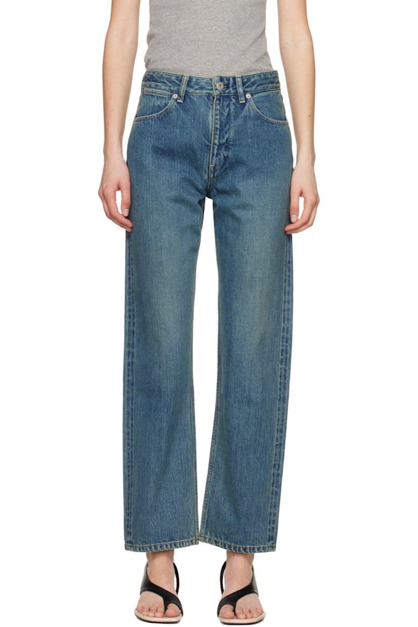 Non-stretch denim jeans. Subtle fading throughout.

· Belt loops
· Five-pocket styling
· Zip fly
· Leather logo patch at back waistband
· Silver-tone hardware
· Contrast stitching in off-white

Supplier color: Blue