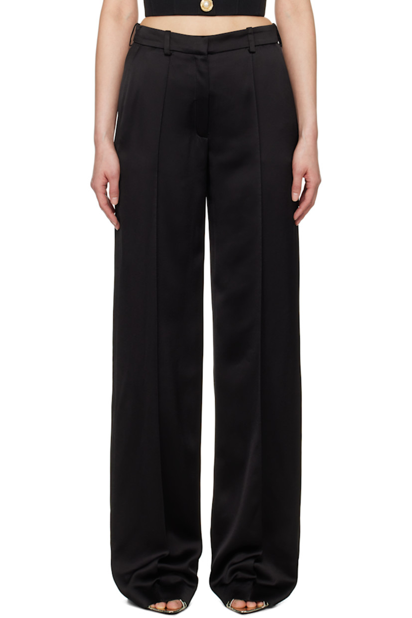 Straight-leg viscose satin trousers. 

· Belt loops
· Two-pocket styling
· Zip fly
· Pinched seams at front and back

Supplier color: Noir