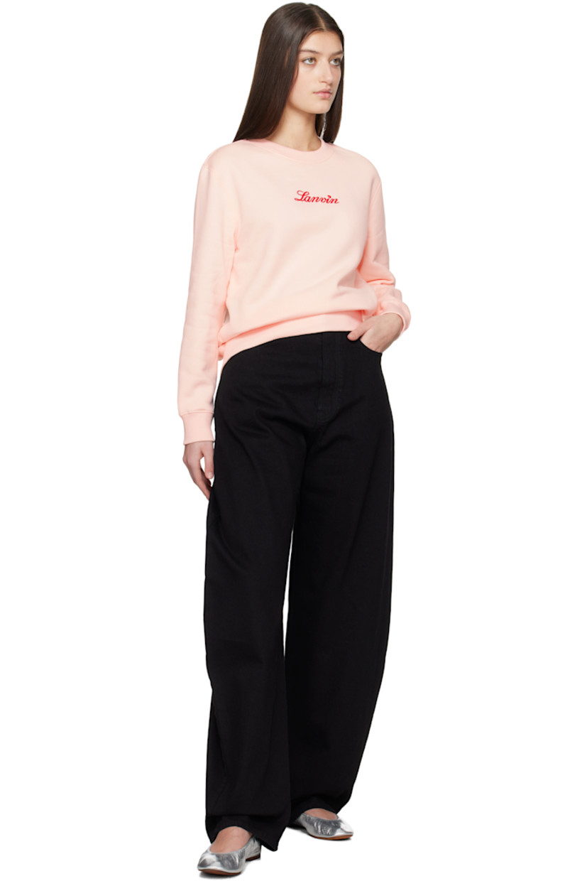 Cotton fleece sweatshirt.

· Rib-knit crewneck, hem, and cuffs
· Embroidered logo at front

Supplier color: Powder pink