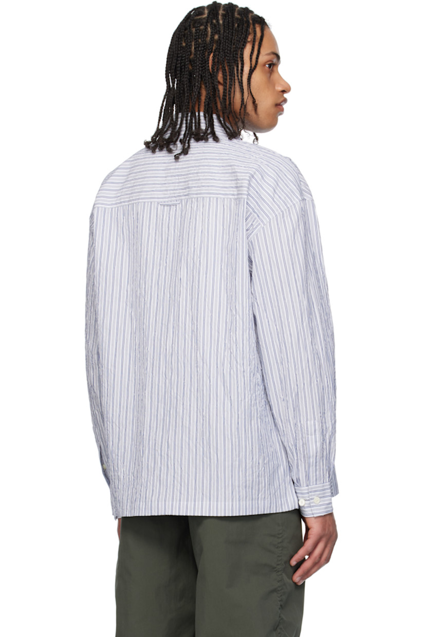 Crinkled cotton-blend oxford cloth shirt. Stripes throughout.

· Spread collar
· Button closure
· Patch pocket at chest
· Vented side seams
· Dropped shoulders
· Adjustable buttoned barrel cuffs
· Locker loop at back yoke
· Mother-of-pearl hardware

Supplier color: White