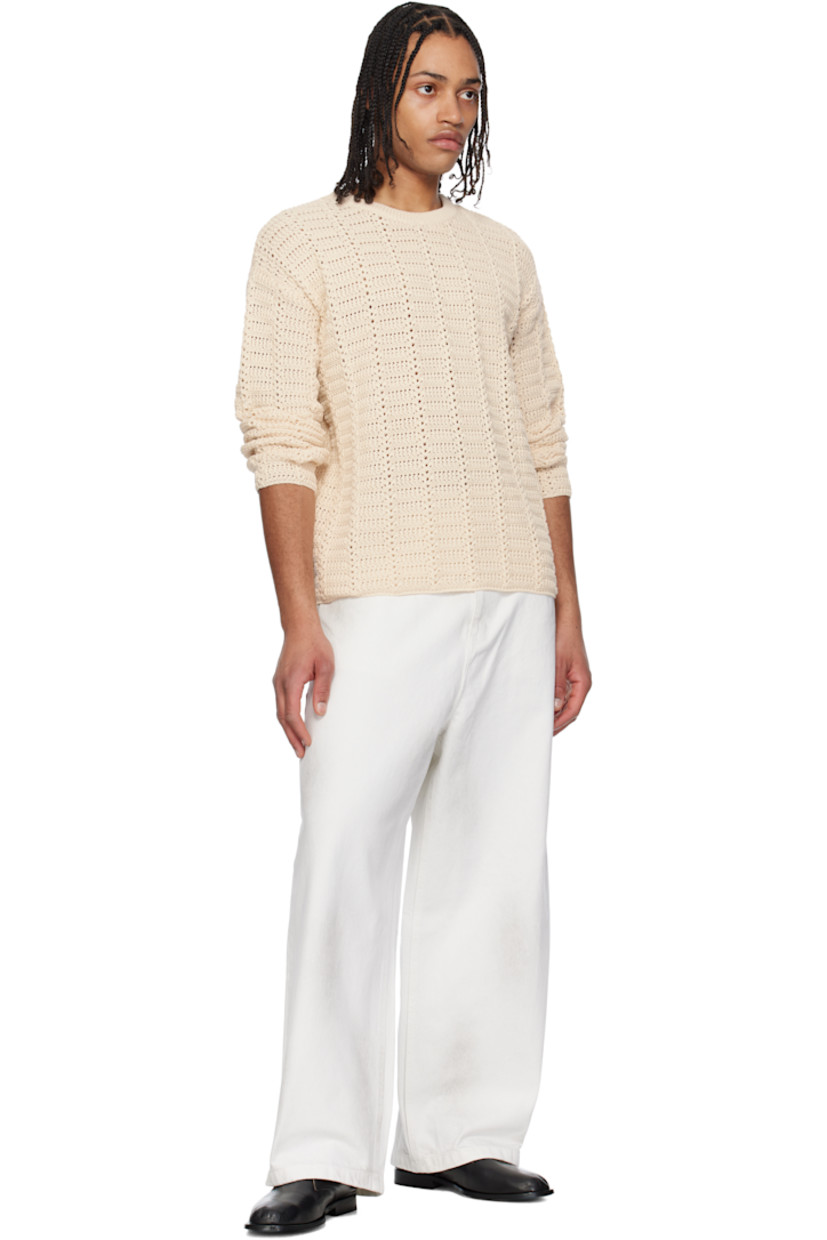 Textured knit cotton-blend sweater.

· Rib-knit crewneck 
· Dropped shoulders

Supplier color: Natural