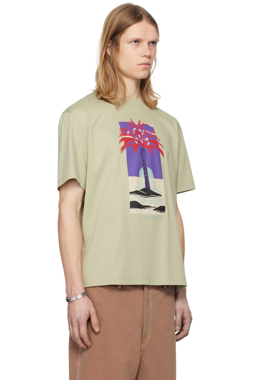 Cotton jersey T-shirt.

· Rib-knit crewneck
· Graphic and logo printed at front
· Patch at back collar

Supplier color: Lin