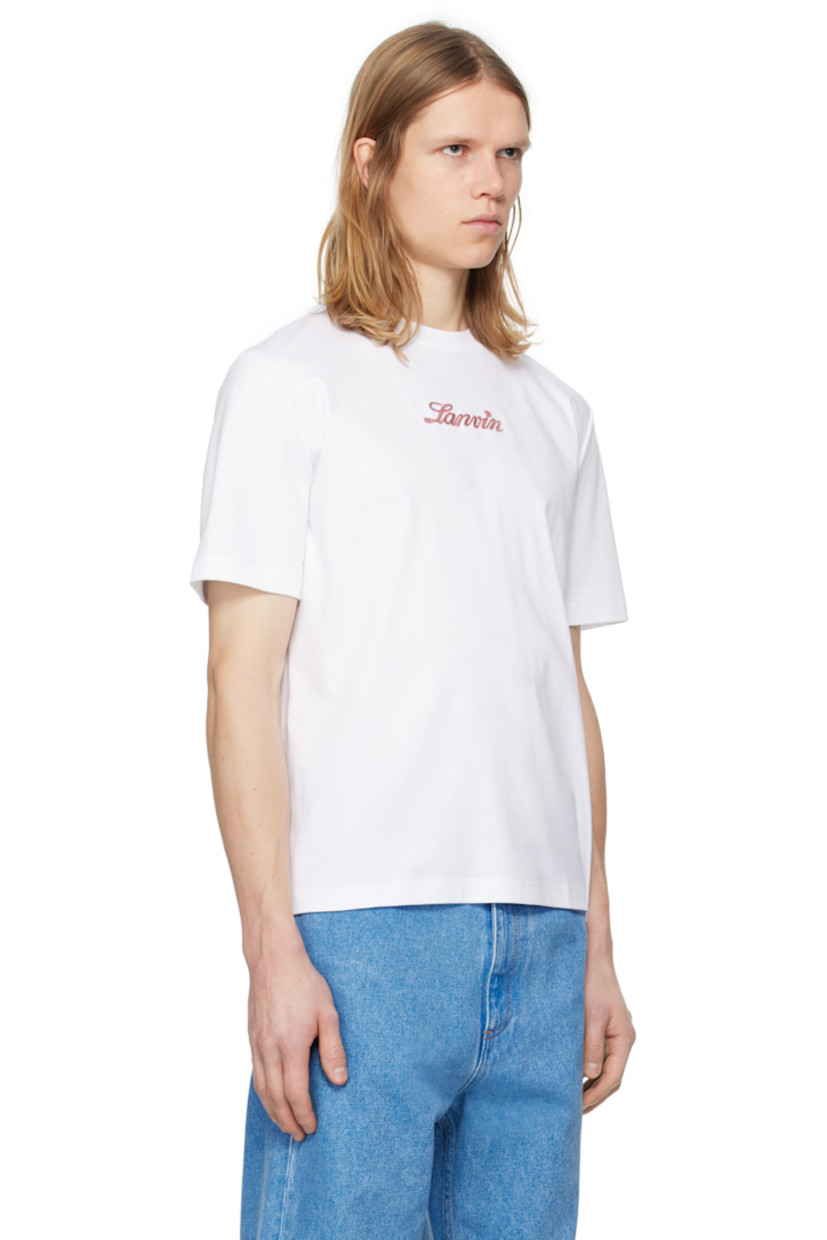 Cotton jersey T-shirt.

· Rib-knit crewneck
· Embroidered logo at chest
· Patch at back collar

Supplier color: Optic white